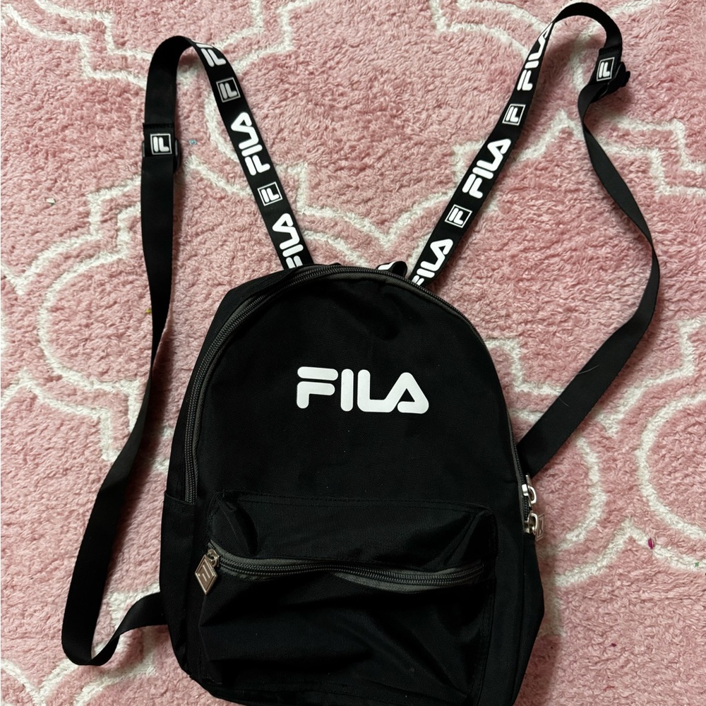 Fila Black Mini Backpack with Logo Straps